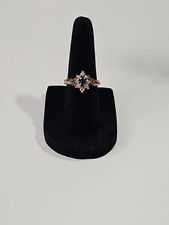 Vintage Style Sapphire and Diamond Starburst Ring in 10K Gold picture