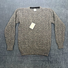 Bonner Of Ireland Aran Wool Sweater Mens L Gray Hand Knit Cable Made Ireland NWT picture