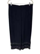Travelers By Chicos Crop Pant Size Medium Petite Pull On Elastic Lace Hem Black picture