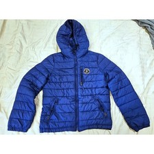 Abercrombie & Fitch Puffer Jacket Mens Medium Blue Hooded Quilted Coat picture