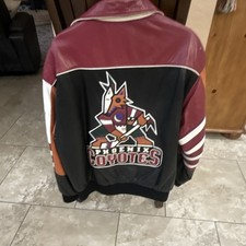 Vintage Phoenix Coyotes NHL Hockey Team Jacket Black Maroon White Maroon/Black picture
