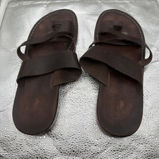 Jerusalem SandalsExodus Leather Strappy Toe Loop Sandal Brown Size 44 EUC picture