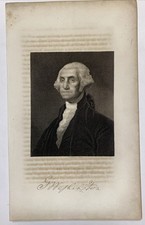 Antique Book Engraving Geoge Washington US President Painted By G. Stuart 9”x5.5 picture