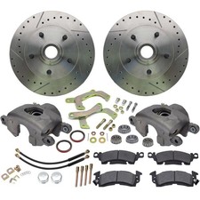 Speedway Front Disc Brake Kit, Drilled/Slotted, Fits 1955-57 Chevy Car picture