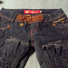 Apple Bottoms Women’s Size 8 Dark Wash Blue Denim Jeans Embroidered Buckle Ankle picture