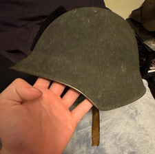 WWII German Original Steel Helmet w/ Leather Liner & Chinstrap picture