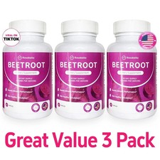 3PCS Rosabella Organic Beet Root 60 Capsules Natural Energy Boost Blood Pressure picture