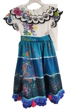 Disney Encanto Mirabel Madrigal Costume Dress Sz 3-10  W/Button NWT SHIPS FREE picture