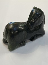 Chinese Jade/Hardstone Carved Recumbent Horse Statue Figurine picture