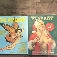 Lot of 2 Vintage 1972 Playboy Magazines - Sept Butterfly Cover & Dec Christmas picture