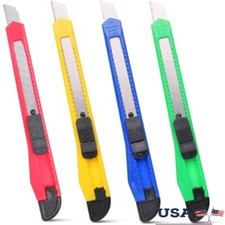 4 Pack Utility Knives Box Cutter Retractable Razor Blade Heavy Duty Cutting Tool picture