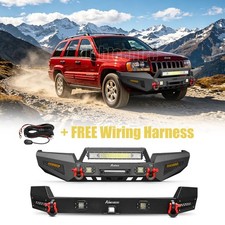For 1999-2004 Jeep Grand Cherokee WJ Black Front Rear Bumper Winch Plate D-Rings picture