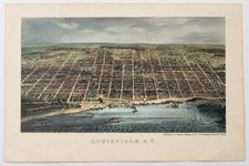 Antique Charles Magnus Louisville KY Hand Colored Pictorial Lettersheet c.1860 picture
