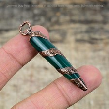 Valentines Deal Green Onyx Stone Electroformed Wedding Pendant Jewelry Copper picture