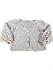 Madewell Cream Fine-Wale Corduroy Puff Sleeve Blouse L Boho picture