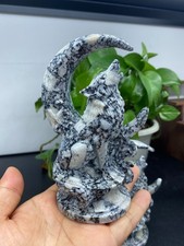 1pc Natural Tai Chi Flower Quartz Carved Wolf Skull Crystal Reiki healing gift picture