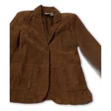 Vintage NEW St. John's Bay Tan Washable Suede Blazer Jacket Small Flawless picture