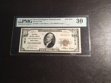 10.00 1929 National New Kensington Pa PmG30 Vf, Ink picture