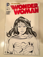 Wonder Woman Sketch Original Hand Drawn Art By TMS. Blank Cover Variant picture