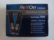 ReliOn Premier Diabetic Blood Glucose Test Strips 100ct Exp 12/2026+ New picture