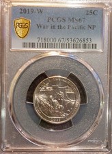2019 W War in the Pacific NP Quarter 25c PCGS TrueView MS67 West Point - WOW picture