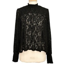 Deletta Anthropologie Women Top M Amanna Black Floral Lace Sheer Romantic Witchy picture