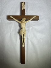 Vintage Genuine Walnut Catholic Crucifix NRI Figure Jesus Wall Cross Religious picture