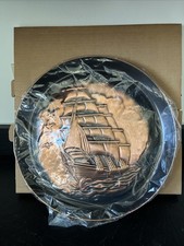 Coppercraft Guild Clipper Ship Platter Patina Nautical Wall Home Decor ~15