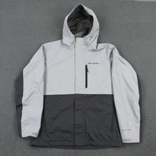 Columbia Omni Tech Jacket Mens Medium Gray Hooded Waterproof Taped Seams Hiking picture