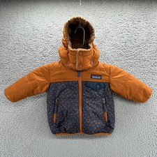 Patagonia Jacket Orange Brown 3-6M Insulated Baby Reversible Tribbles Hoody picture