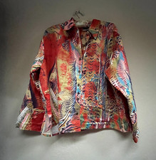 Chico’s Womens Abstract Print Spring Lightweight Shirt Jacket Size 3 Multicolor picture