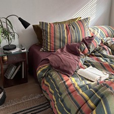  Vintage Striped Duvet Cover Set Size - 3 Piece 100% Full 00 - Colorful Stripes picture