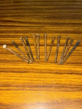 12 Antique 2.5” Wrought Iron Square Head Hand Forged Barn 8d Cut Nails Early picture