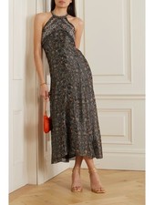 ISABEL MARANT Ophelie Embellished Metallic Printed Silk-blend Chiffon Midi Dress picture