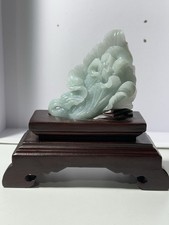 198g Rare Chinese Natural Jade Hand Carving Wealth Chinese cabbage+stand picture
