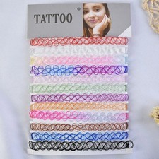 12pcs Rainbow Stretch Choker Creative Women Set Necklace Elastic Tattoo Vintage picture