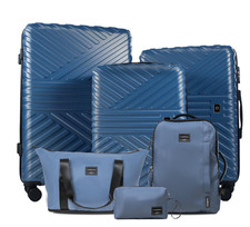 Set de Maletas 6 Piezas Rígidas con Ruedas, Candado TSA y Bolsas, Azul, Nuevo picture