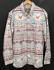 New BURLEBO Flying Duck Aztec Vintage Heavyweight Flannel Shirt Long Sleeve sz L picture