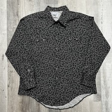 VTG Rockmount  Pearl Snap Black Horseshoe Print Sawtooth Pocket Western Shirt picture