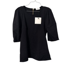 Chloe Kristyn Black 3/4 Sleeve blouse With Gold Zipper Sz M blouse picture