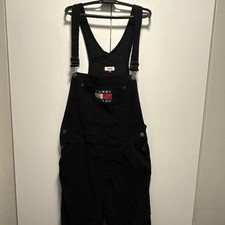 Y2K Tommy Hilfiger Black Overalls Men’s Large Central Patch Pockets Cotton picture