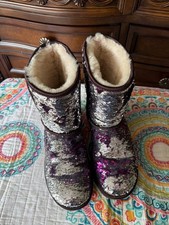 UGG Classic Short Sequin Shearling Boots - Silver/Purple picture