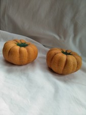 Midwest Of Cannon Falls Ceramic Pumpkins Vintage Set Of 2 picture