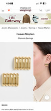 Heaven Mayhem Clemmie Earrings Gold SHOPBOP NEW $95 picture