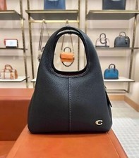 COACH CM545 Lana Shoulder Bag 23 Polished Pebble Leather Black Outlet New picture