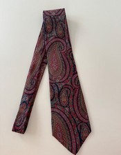 Vintage Liberty of London Men’s Silk Tie Navy Red Paisley Made in USA picture