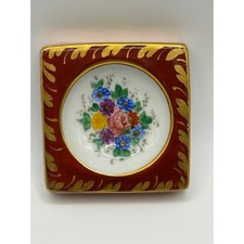 Vintage Limoges Porcelain Trinket Dish Hand Paint Gold Gilt Floral made France picture
