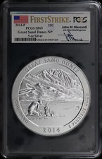 2014-P Great Sand Dunes NP Silver ATB 25C 5oz PCGS SP-69 First Strike Mercanti picture