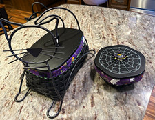 Longaberger Halloween Black Cat Spiderweb Basket Set of 2 w/ Lids Black 2009 sig picture