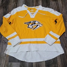 Nashville Predators Shirt Womens XL Yellow Blue NHL Hockey Majestic Lace Up picture
